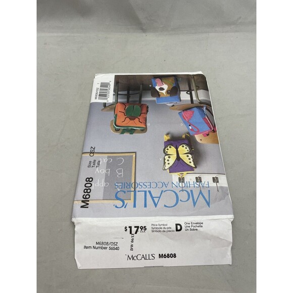 McCall's M6808 Fashion Accessories Sewing Pattern Crafts Backpack Butterfly Dog - Picture 3 of 4